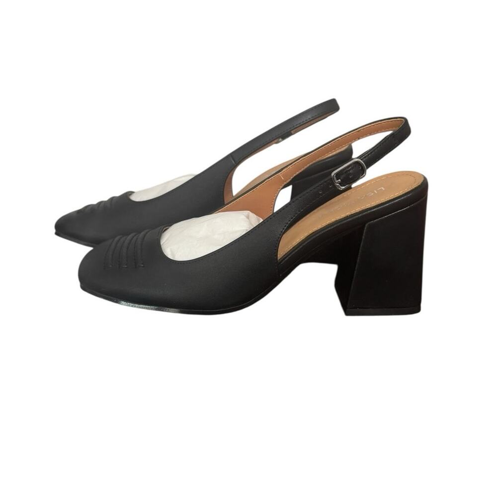NIB! Lisa Vicky Grand Slingback Square Toe Block Heel Pump in Black - Size 6.5 - Picture 5 of 11